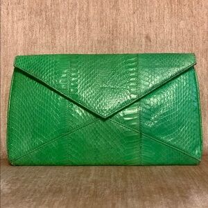 Beirn Faux Animal Skin Lime Neon Green Envelope Clutch